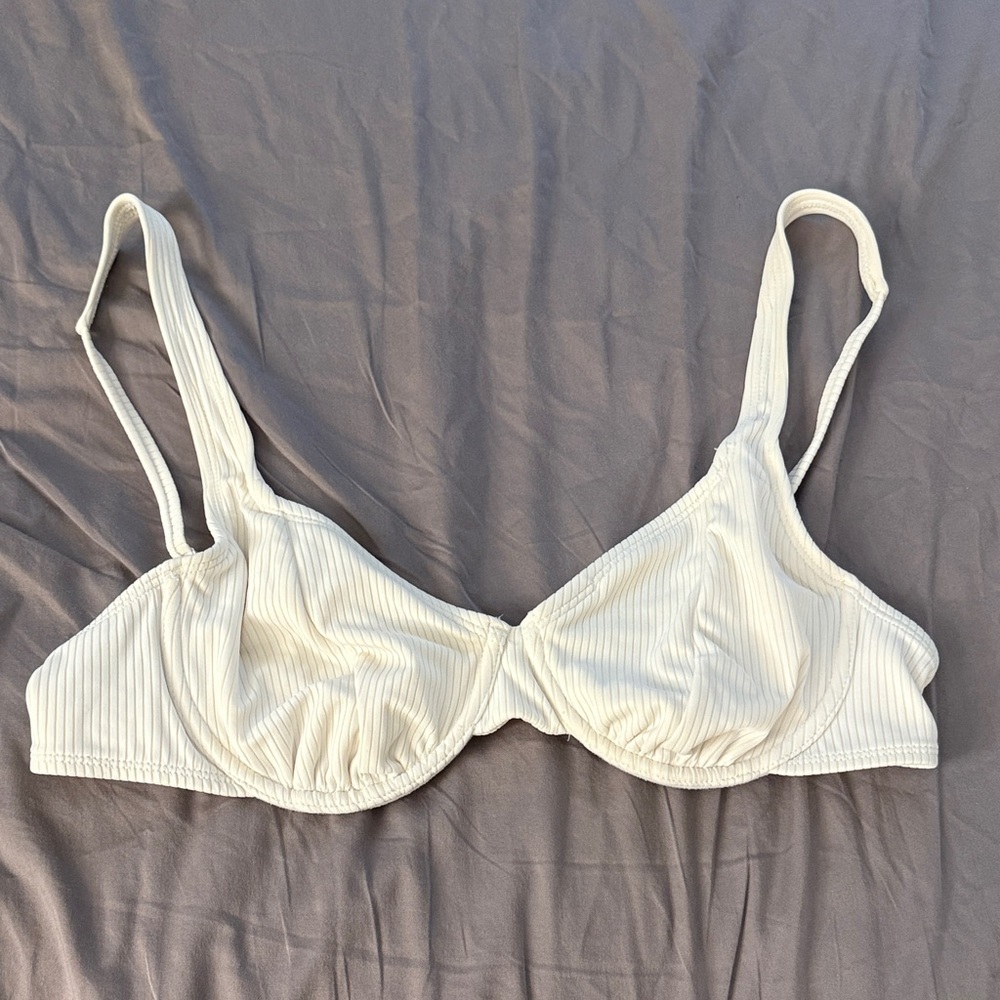 Xhilaration White Ribbed Bikini Top